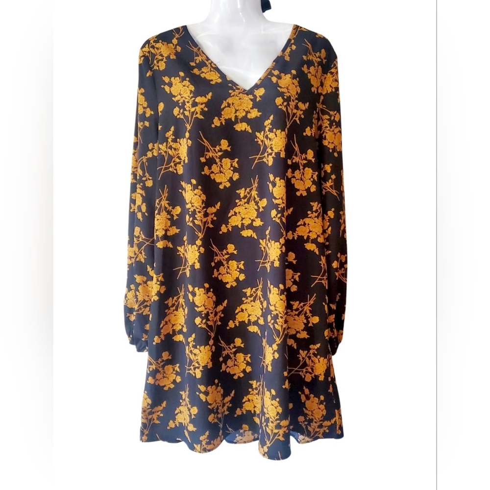 SHEIN Black and Yellow Floral Dress